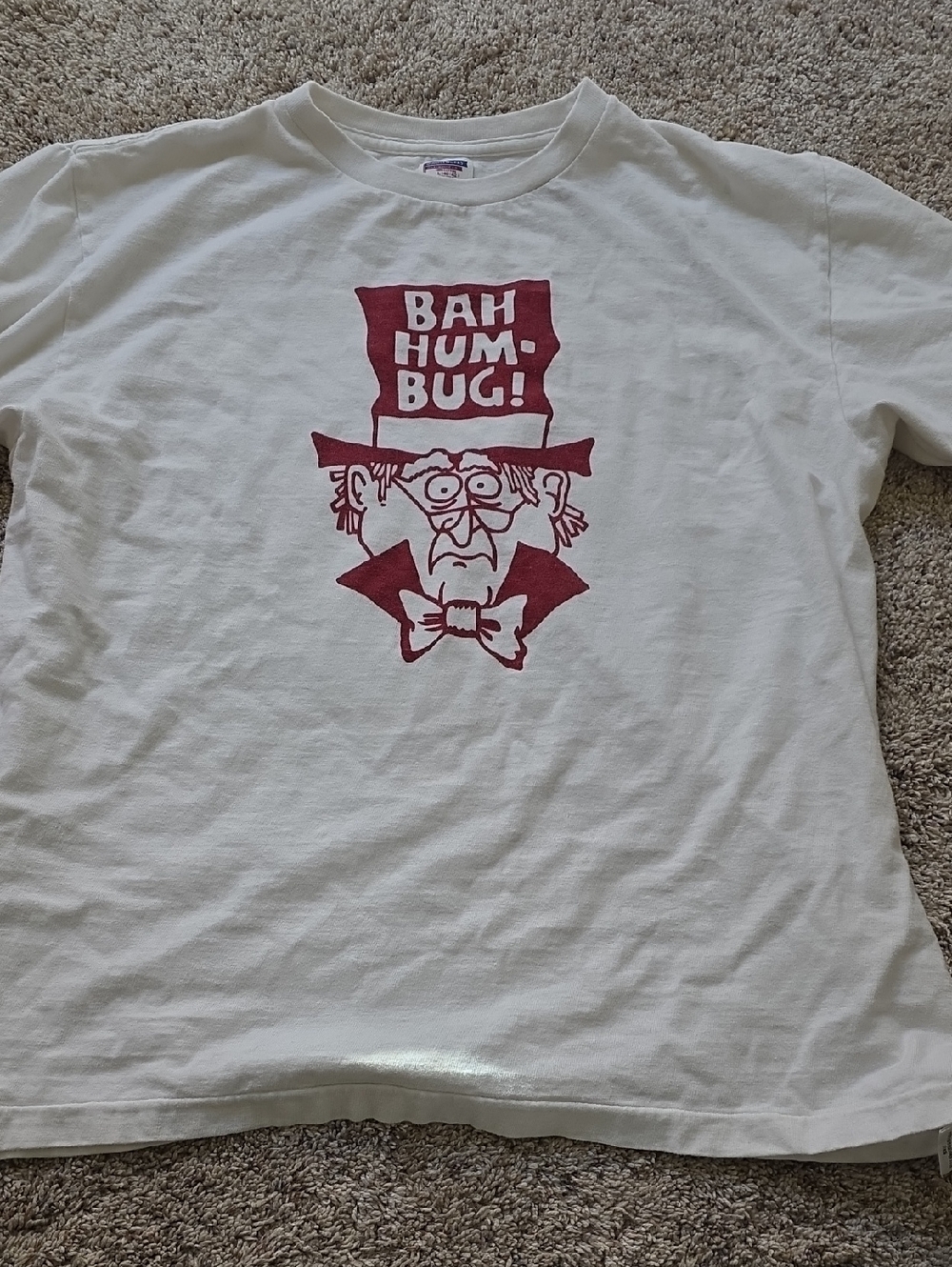 Bah Humbug Graphic Tee - White with Maroon Print